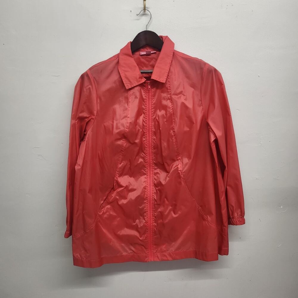 Woman Within Nylon Water Resistant Rain Jacket 18/20 Melon Lightweight Pockets